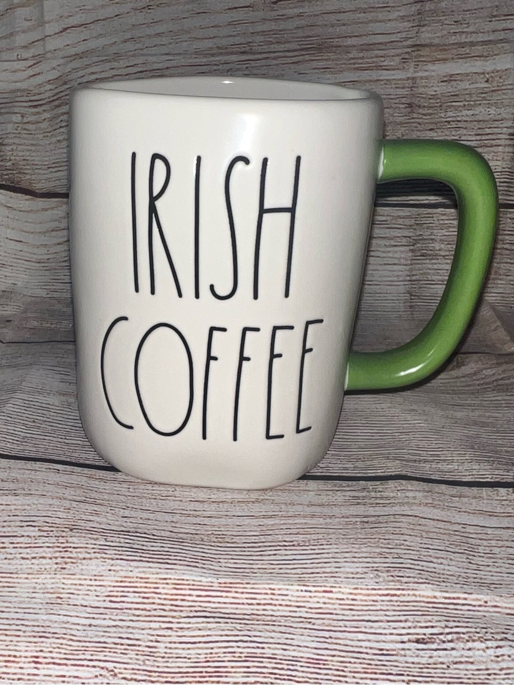Rae Dunn Irish Coffee Mug with Green Handle